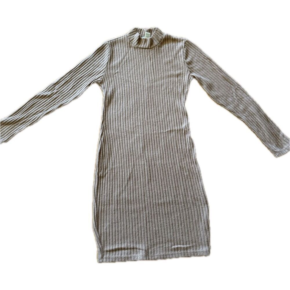 Bozzolo Ribbed Above Knee & Mini Bodycon Sweater Dress Tan Nude Women’s Size M